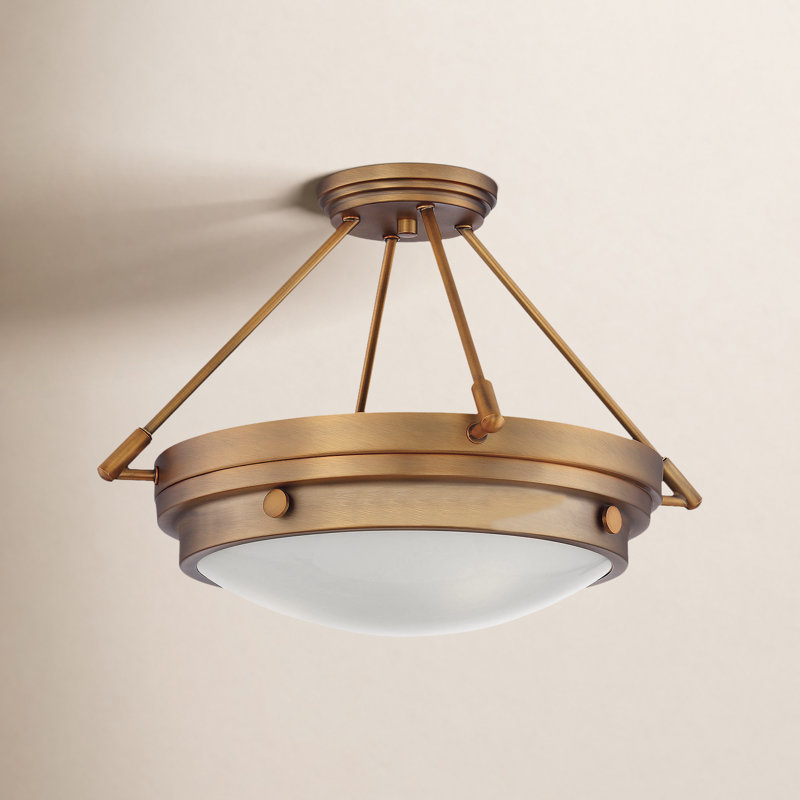 Helmsford Glass Semi Flush Mount, Warm Brass