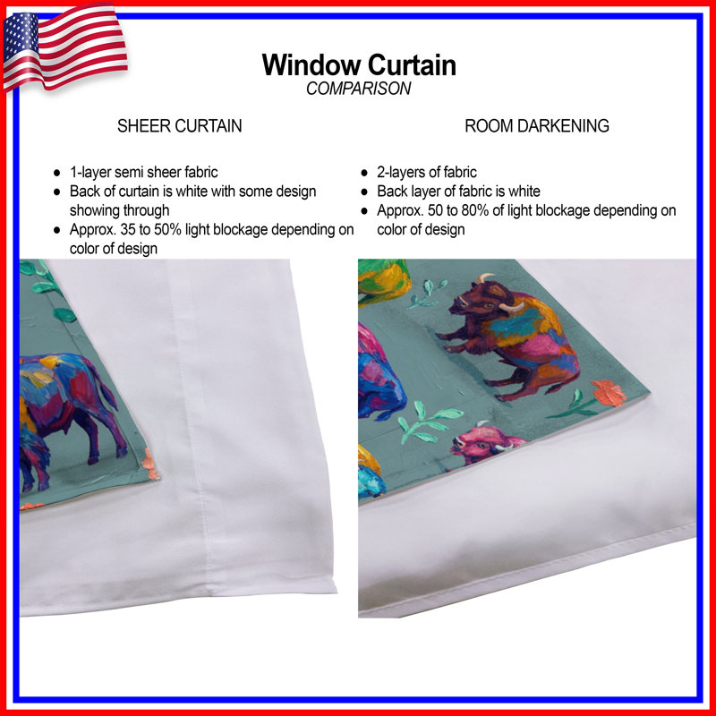 Rideaux de fenêtre Rainbow Buffalo, 80in x 52in - 2 panels, Sheer