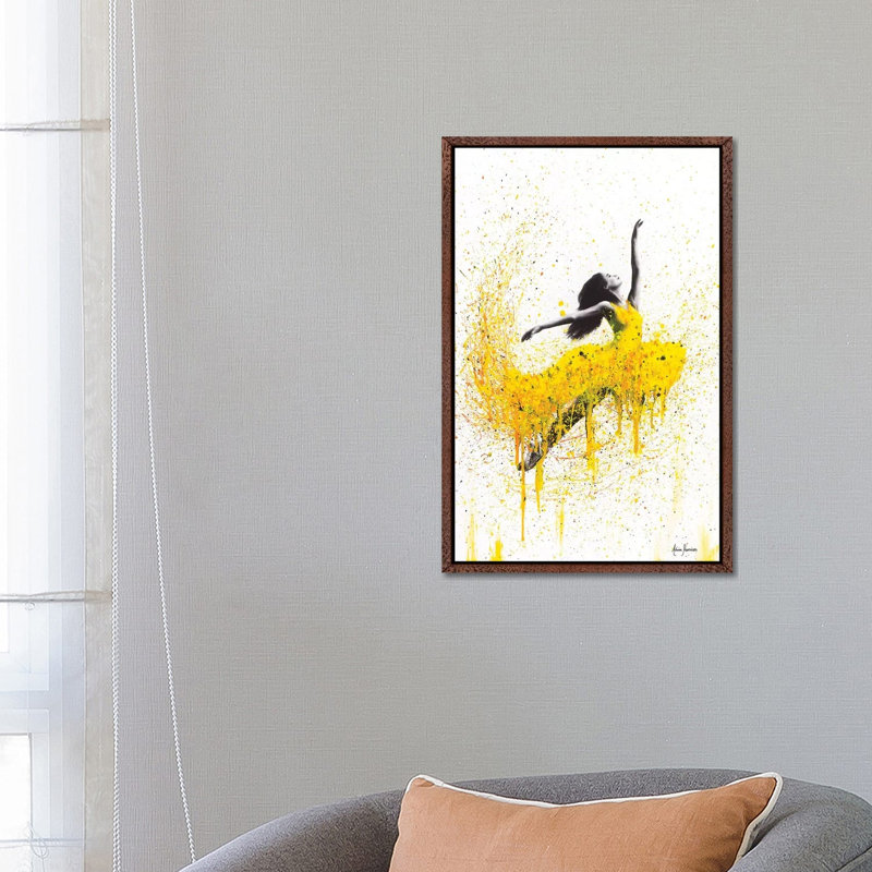 Sunflower Dancer by Ashvin Harrison - Print on Canvas, 66.04 cm H x 45.72 cm W, Classic Brown Wood Framed