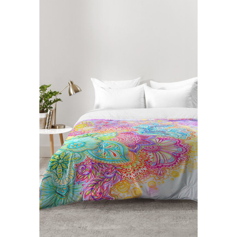 Stephanie Corfee Modern & Contemporary Floral Comforter, King Comforter + 2 King Shams