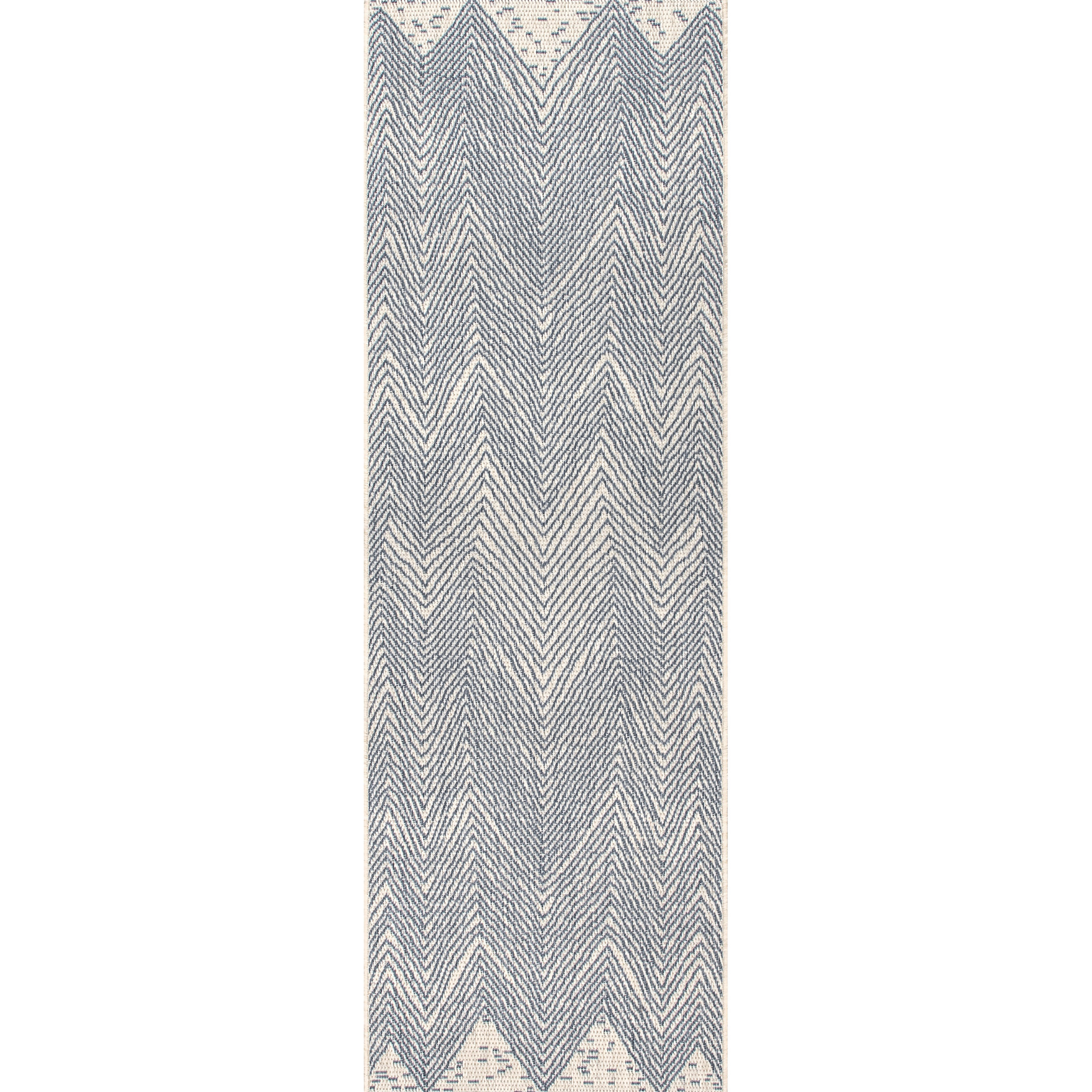 Dunham Abstract Indoor/Outdoor Area Rug for Living Room Patio Deck Front Porch Kitchen, Blue/Ivory, Runner 2' x 12'