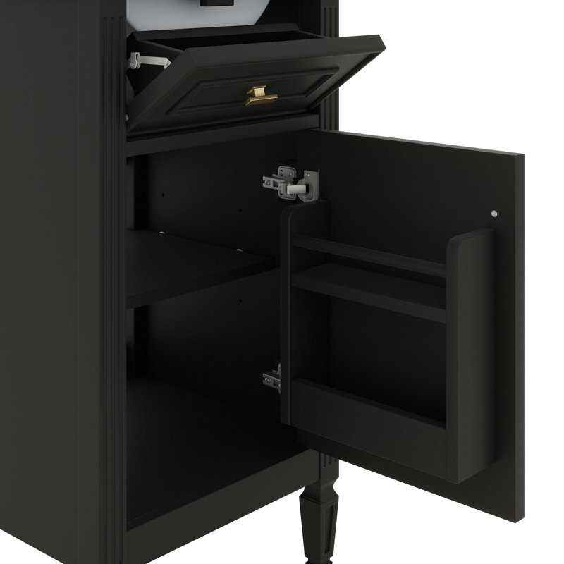 Meuble-lavabo de 20 pouces avec lavabo - tiroir inclinable, pieds en bois massif, tablette réglable - armoire autoportante moderne pour petite salle de bain, boutons en alliage de zinc