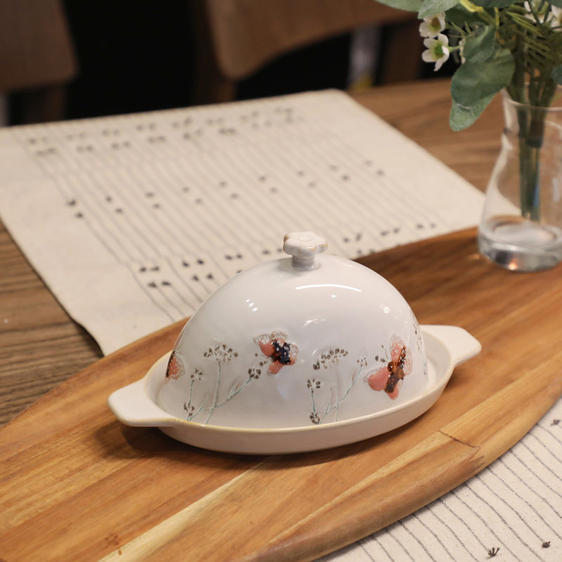 Ceramic Butter Dish with Lid Vintage Butters Dishes with Covers for Countertop,Farmhouse Butter Container Butter holder for Kitchen Decor