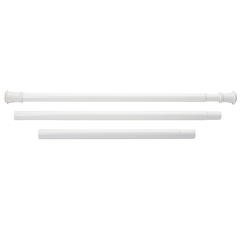Adjustable White Steel Tension Shower Rod, 26" to 76"