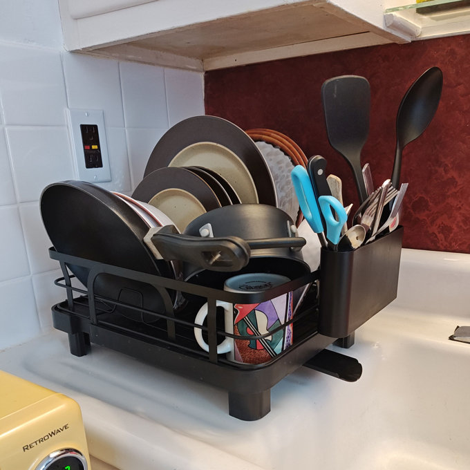 Stainless Steel Expandable Kitchen Dish Rack, Dish Drying Rack for Kitchen Counter, Adjustable Plate Rack,Extra Large Capacity Dish Drainer