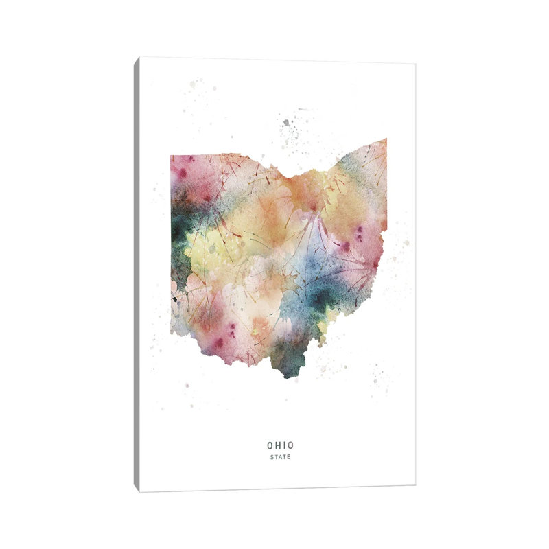 Ohio State Watercolour - Wrapped Canvas Print, 30.48cm H x 20.32cm W