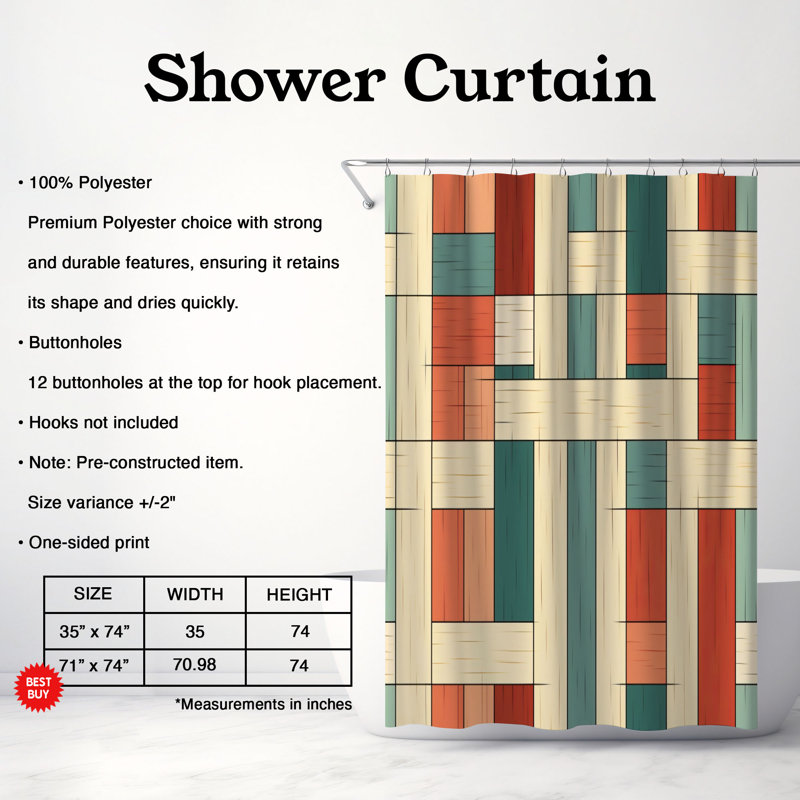 Texture rustique - Rideau de douche Premium, H 74 po x l 71 po