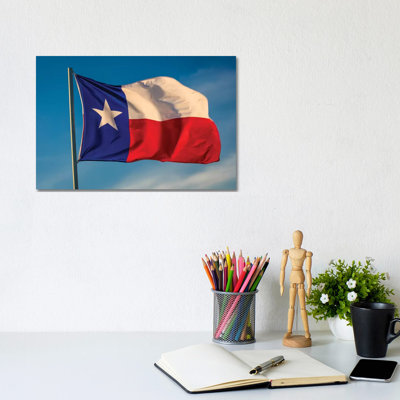 Texas "Lone Star" Flag Stands Out Against A Cloudless Blue Sky, Houston, Texas by Panoramic Images - Wrapped Canvas Gallery-Wrapped Canvas Giclée