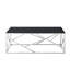Table basse moderne avec structure en acier inoxydable et verre trempé noir pour la vie - Chambre polie, acier, plateau