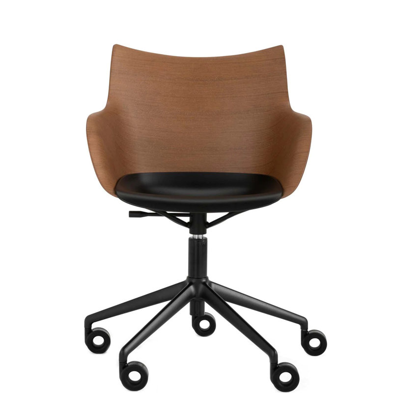 Q/Wood Swivel Task Chair, Dark Wood/Black
