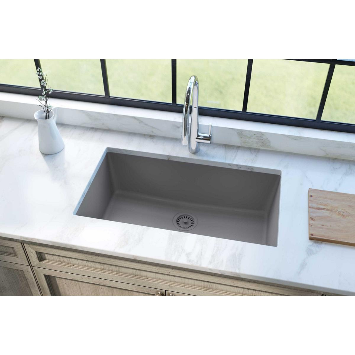 Quartz Classic 33" Undermount Kitchen Sink, Graystone