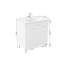 Meuble-lavabo de salle de bain 32 po avec lavabo, portes doubles et poignée en métal, blanc brillant pour une fermeture en douceur des charnières, poignée pratique