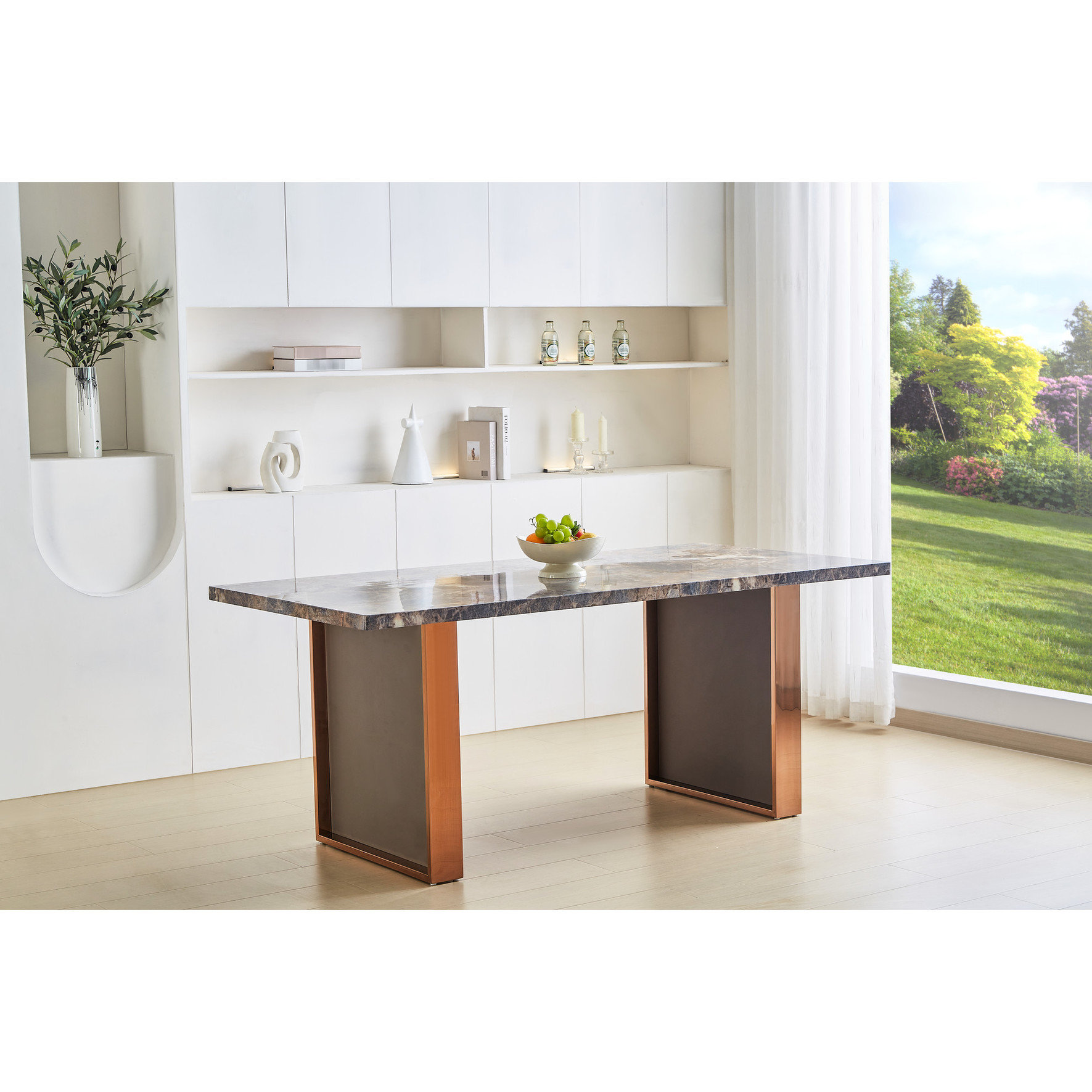 Mercer41 70.8"l X 35.4"w 29.8"h Rectangular Faux Marble Dining Table ...
