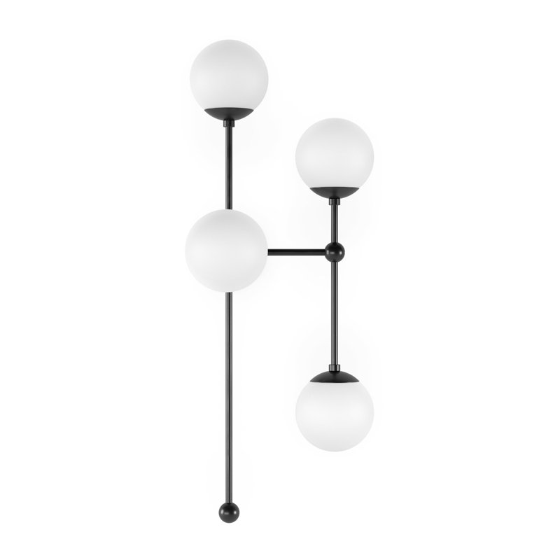 Armstrong 4 - Light Armed Sconce, Black Gunmetal, Opal Matte