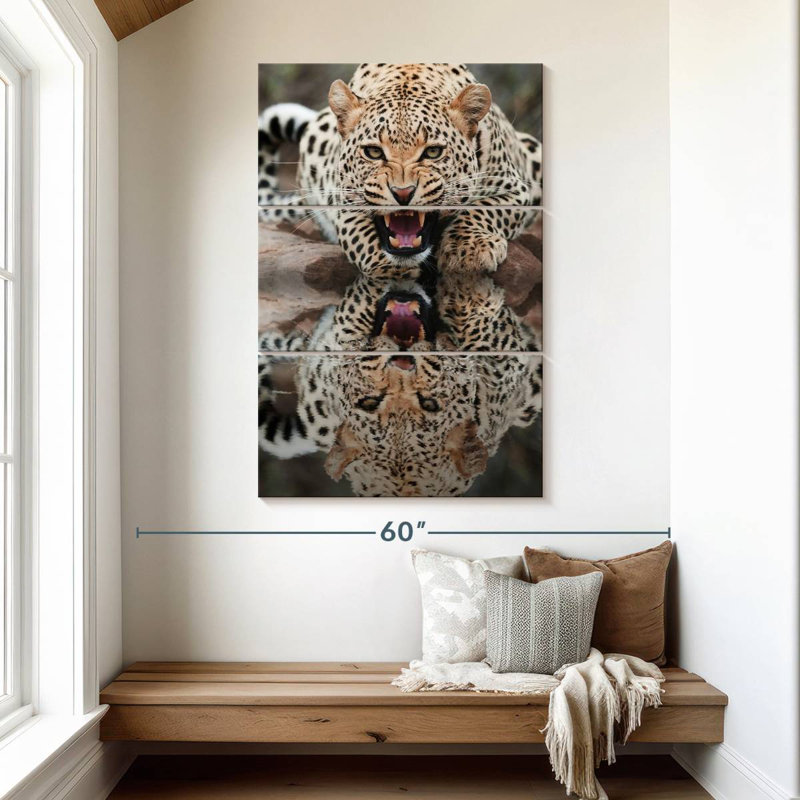Brampt Leopard Growling Reflection, 50" H x 32" W