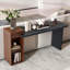 Table d'appoint moderne à 2 niveaux avec rangement ouvert, console en grain de bois noir et grain de bois noyer pour le salon, le couloir, la chambre à coucher ou l'entrée-1135436419