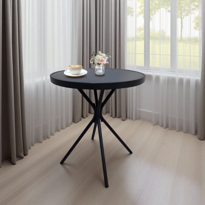 Table d'appoint en verre trempé carré de 24 po, structure en fer, assemblage facile en 10 minutes, utilisation à l'intérieur ou à l'extérieur sur un petit patio