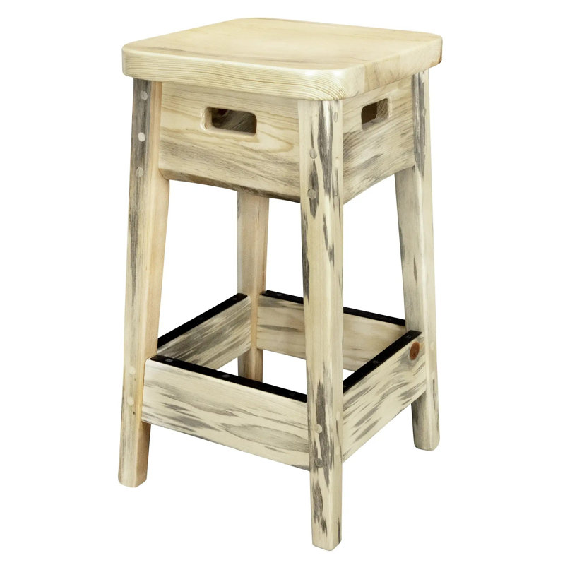 Tabouret de bar sans dossier de la collection Kishea, siège d'une hauteur de 30 pouces, finition laquée transparente naturelle
