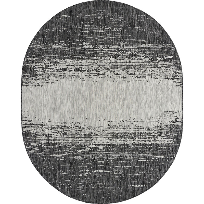 Outdoor Iris Area Rug Char Color, Oval 7'10" x 10'
