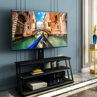 Meuble télé noir en verre trempé à réglage multiple pour téléviseurs de 32 à 65 po Options et commodités multifonctionnelles