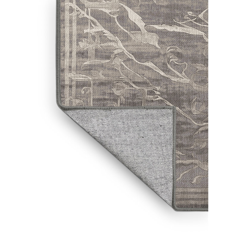 Tapis gris lavable à la machine, Rectangle 4 pi x 6 pi
