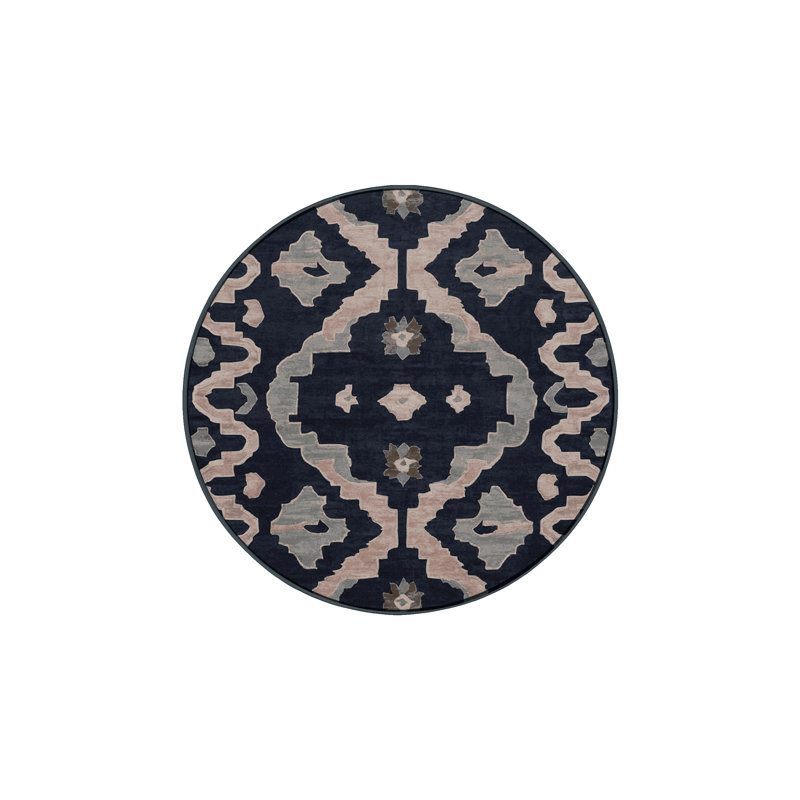 Tapis gris lavable à la machine, Rond 6 pi