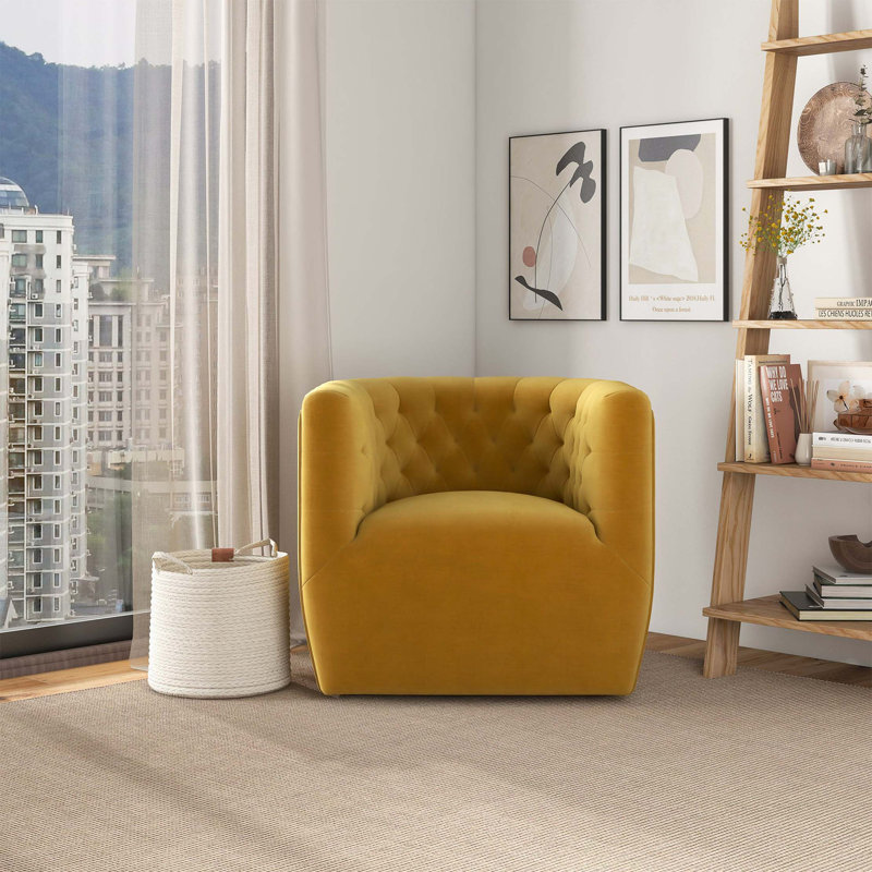 Chaise pivotante en velours Delaney, Doré