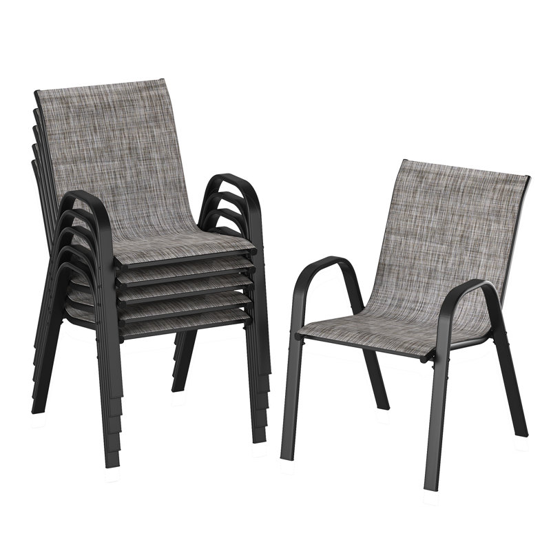Ensemble de chaises de salle à manger empilables d'extérieur avec tissu en textilène et structure en métal toutes saisons
