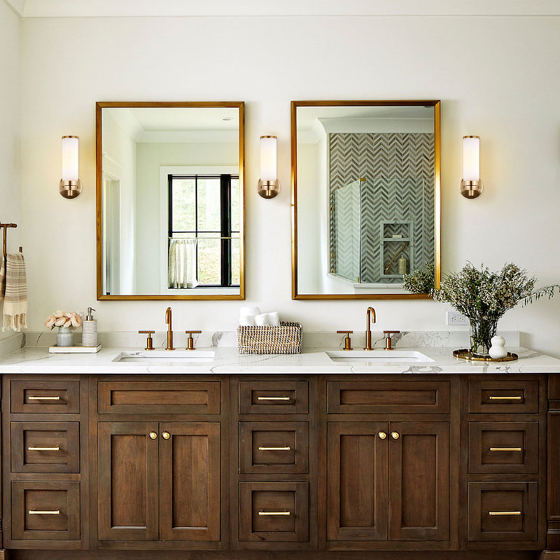 1-Light Soft Gold LED Wall Sconce With Satin Opal Glass, White, Gold
