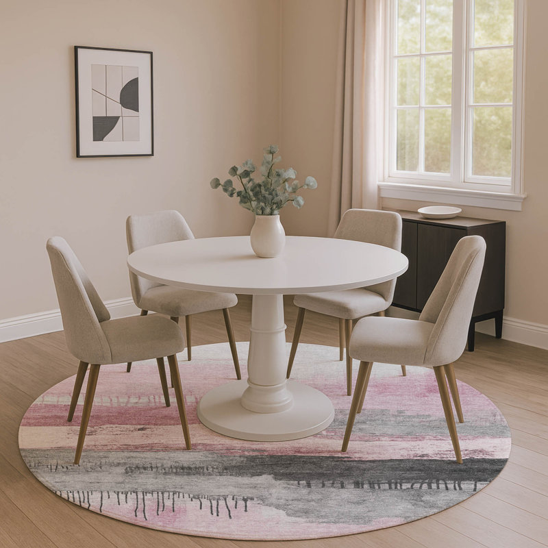 Premium Machine Washable Fairwood AMF1880 Modern Rug, Round 8'