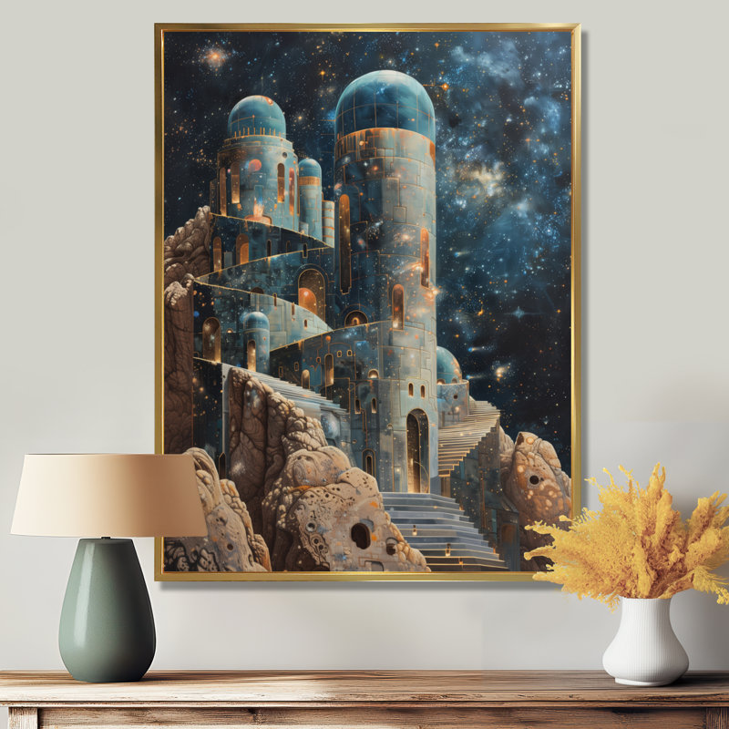 Rose, beige, espace, espace, observatoire, observatoires, art mural, salon, Toile avec cadre flottant or