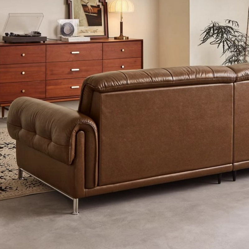 Canapé droit Mid-Century brun