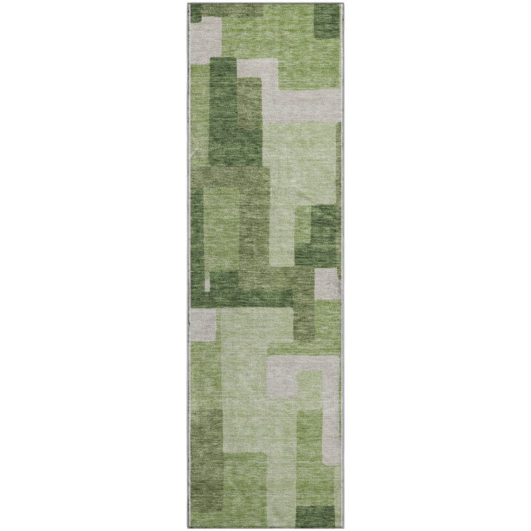 Premium Machine Washable Lisse Green Rug