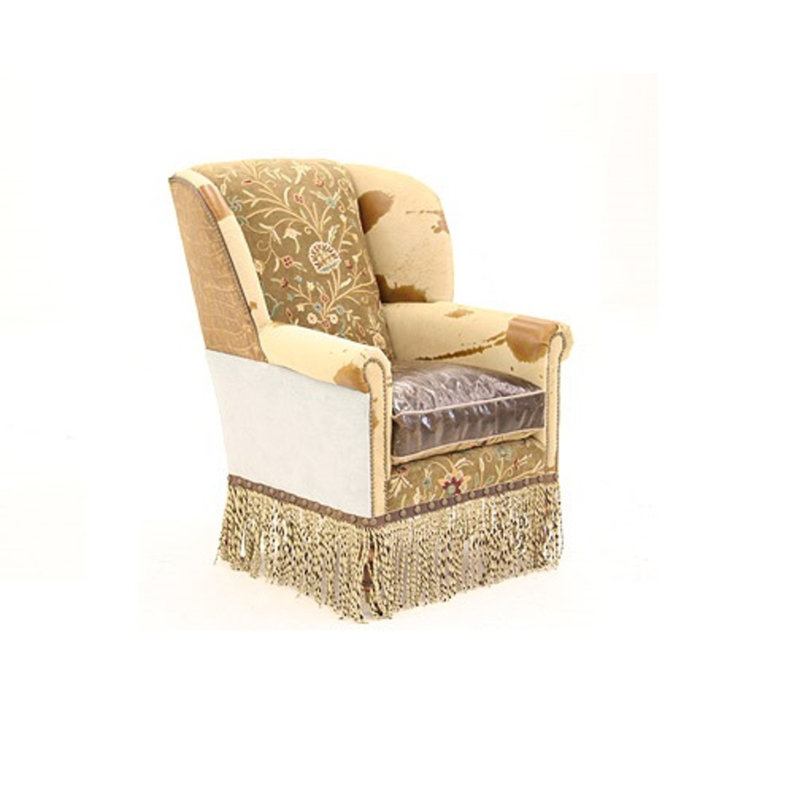 Wingback Chair, Bella Black Performance Velvet, Brushy Bayou, Old Gold E