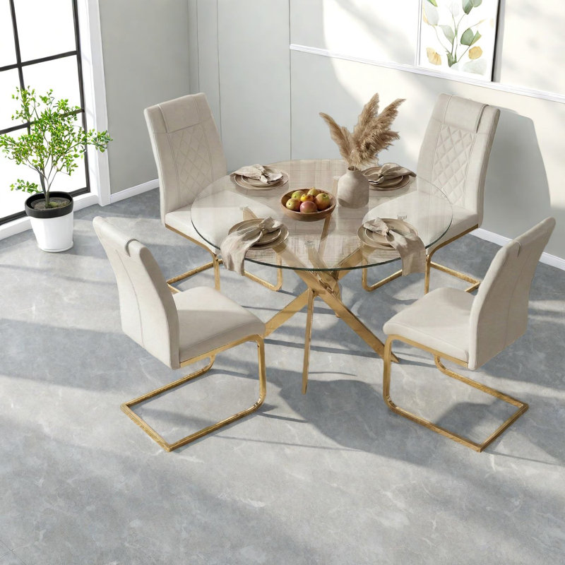 Ensembles de table de salle à manger (doit inclure à la fois la table et la chaise), verre métallique, cuisine moderne