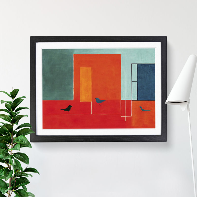 Showstopping Abstract Birds - Framed Print, Black, 34cm H x 46cm W x 2cm D