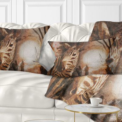 Coussin décoratif imprimé zèbre africain de style rétro