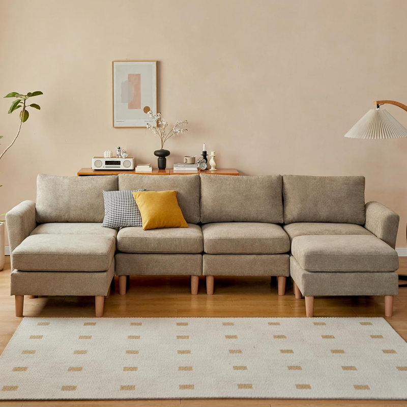 Canapé modulaire 6 pièces Sweetgrove, Tissu de polyester kaki