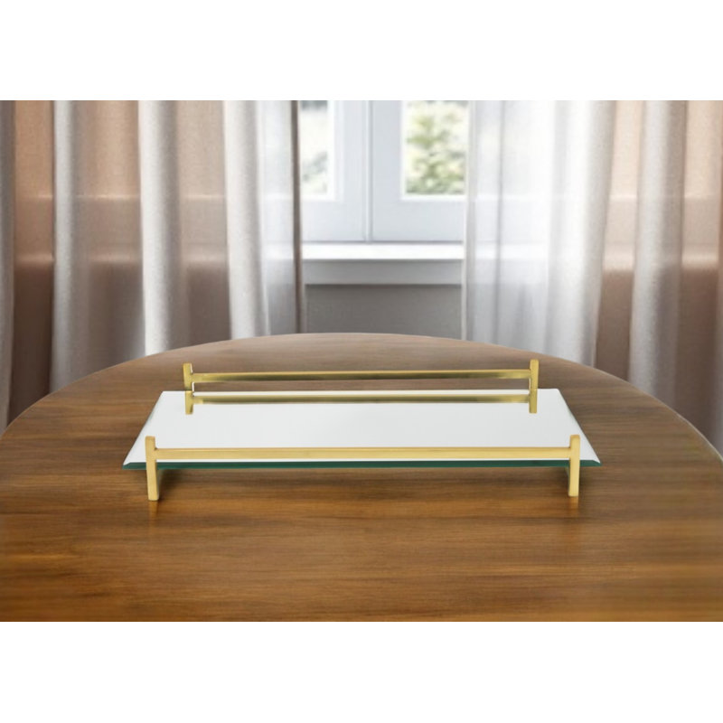 Miroir 16 po et plateau rectangulaire en verre doré