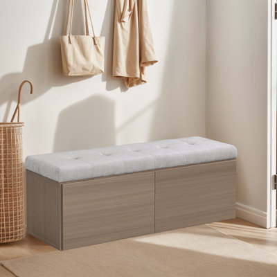 Banc de rangement avec repose-pieds de 49 po avec tablettes, coussin de siège rembourré et portes doubles pour entrée, couloir et chambre à coucher