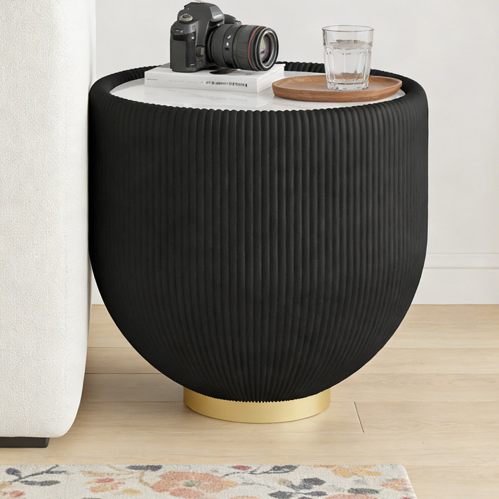 Side Table, Gold+Black,marble