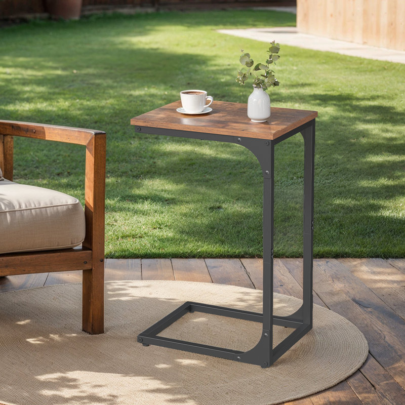 Angenette Trestle End Table, Black, Rustic Brown