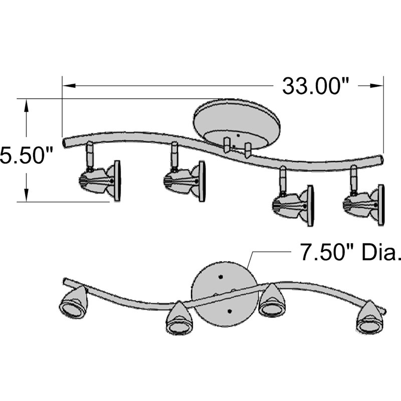 Gaskin 7.5'' 4 -Light Fixed Track Track Kit with Dimmable and Adjustable Head
