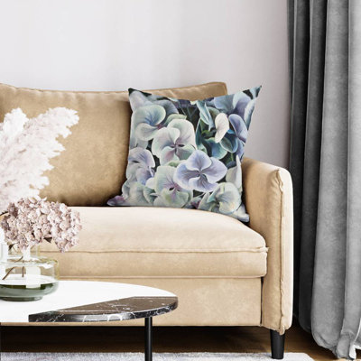 Colorful hydrangea flowers - 20"x20" Throw pillow cover - Poly twill - Print on demand