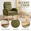 Chaise berçante avec pieds en bois massif, chaise berçante rembourrée, fauteuil confortable avec poche latérale-1568376281