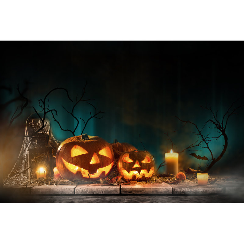 Halloween Pumpkins With Candles by Kesu01 - Wrapped Canvas Print, 20cm H x 30cm W x 3.8cm D