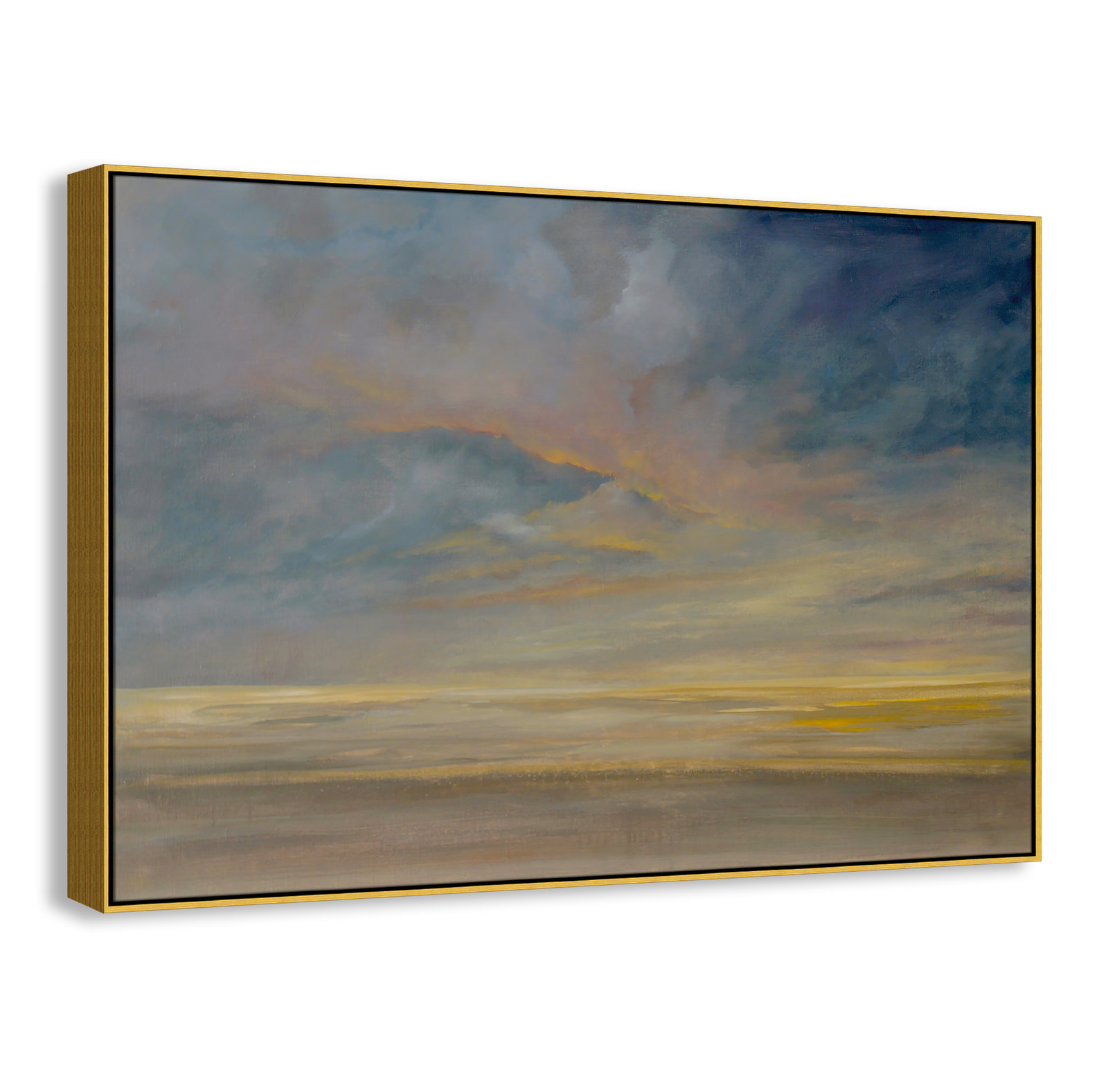 Saffi "Dawning Unrest" Painting, 31.5" H x 41.5" W, Gold