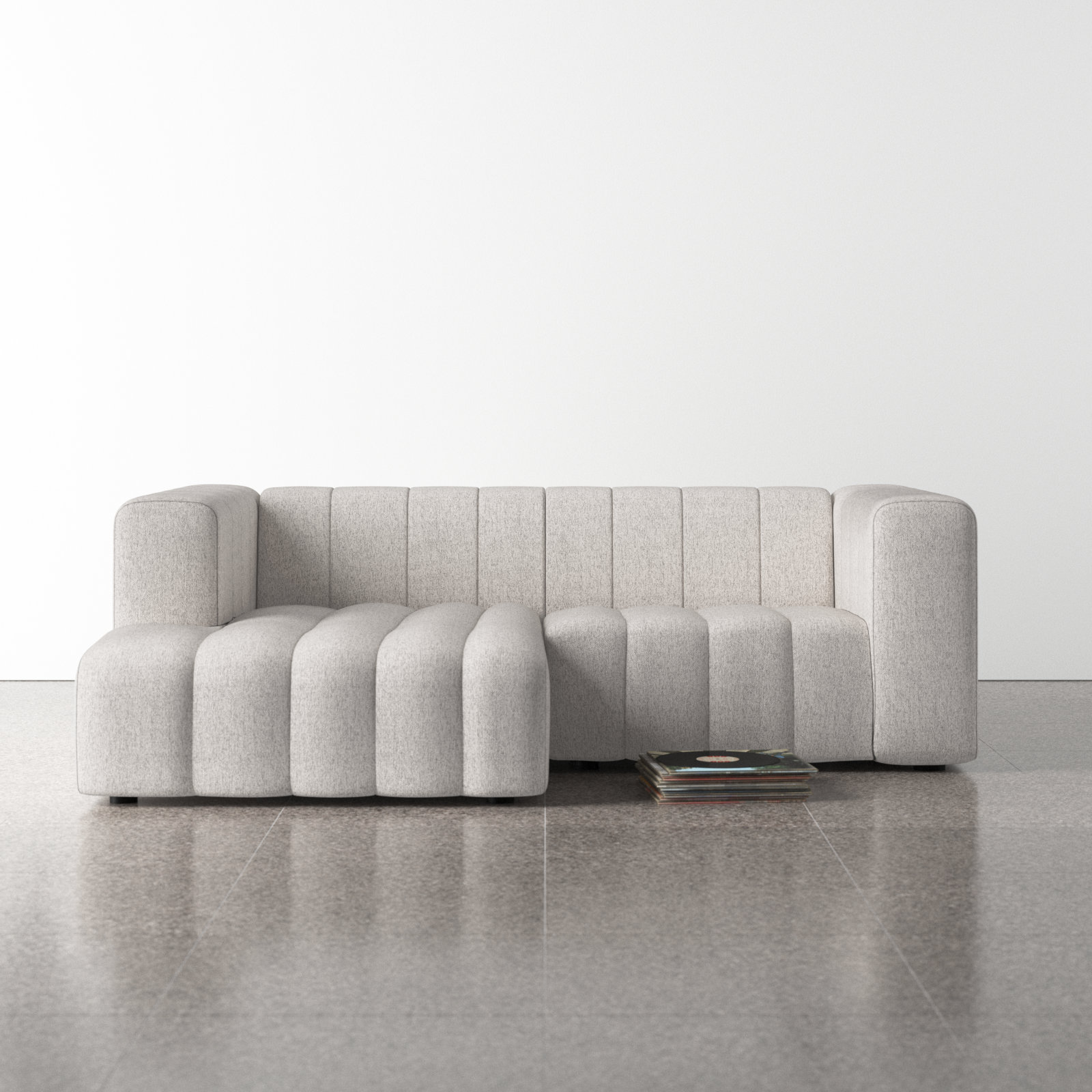 Bowry 88" Wide Sofa & Chaise, Left Hand Facing, Gray Polyester