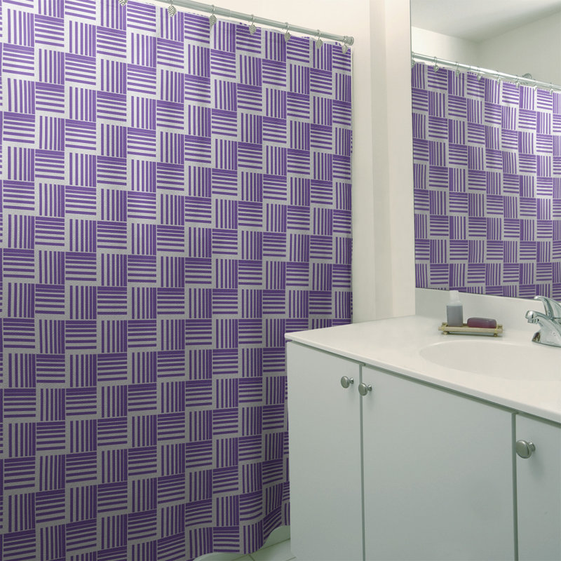 Rideau de douche simple basketweave rayures classic, Mauve