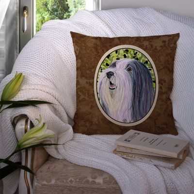 Bearded Collie Outdoor Reversible Throw Pillow